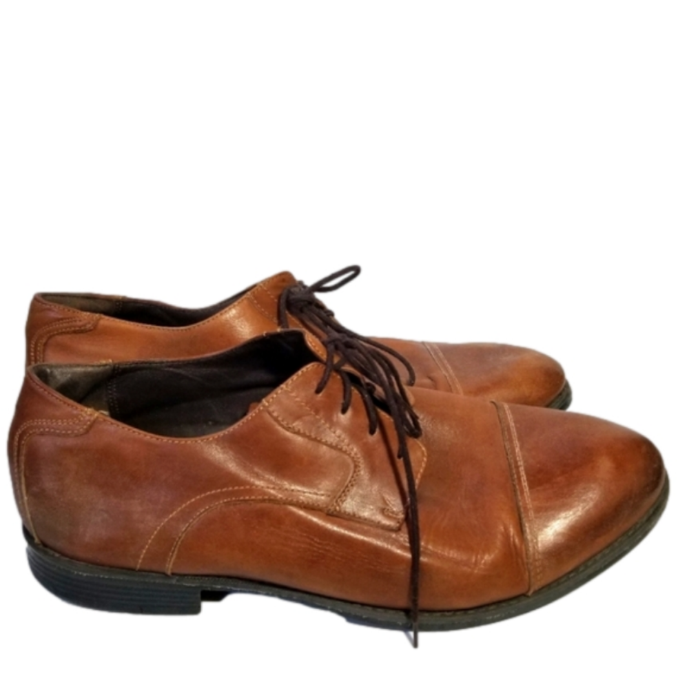 Johnston & Murphy Chestnut Brown Leather Laced Derby Dress Shoes Size 13